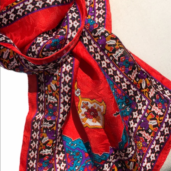 Vintage Accessories - Vintage Silk Floral Folk Scarf | Ellen Tracy